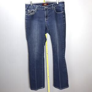 One 5 One Bootcut Jeans Womens Size 12 Stretch Dark Wash Embellished Pockets